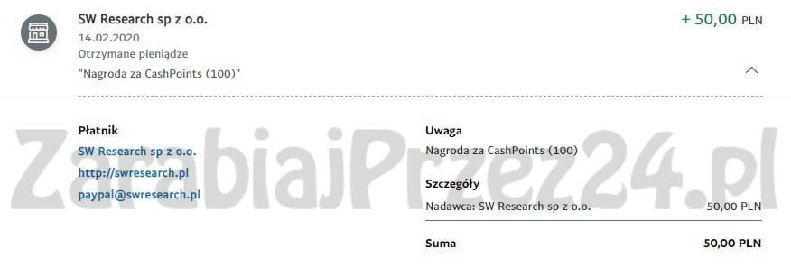 SW panel proof of payment